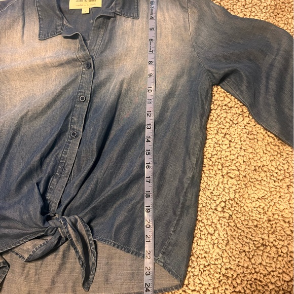 Cloth and Stone denim look distressed button shirt - Picture 5 of 7